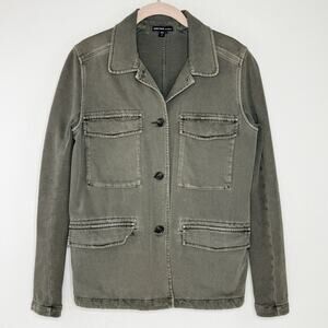 James Perse Mixed Media Surplus Jacket 2 (M) Marsh Green Army Moto GUC *Hole